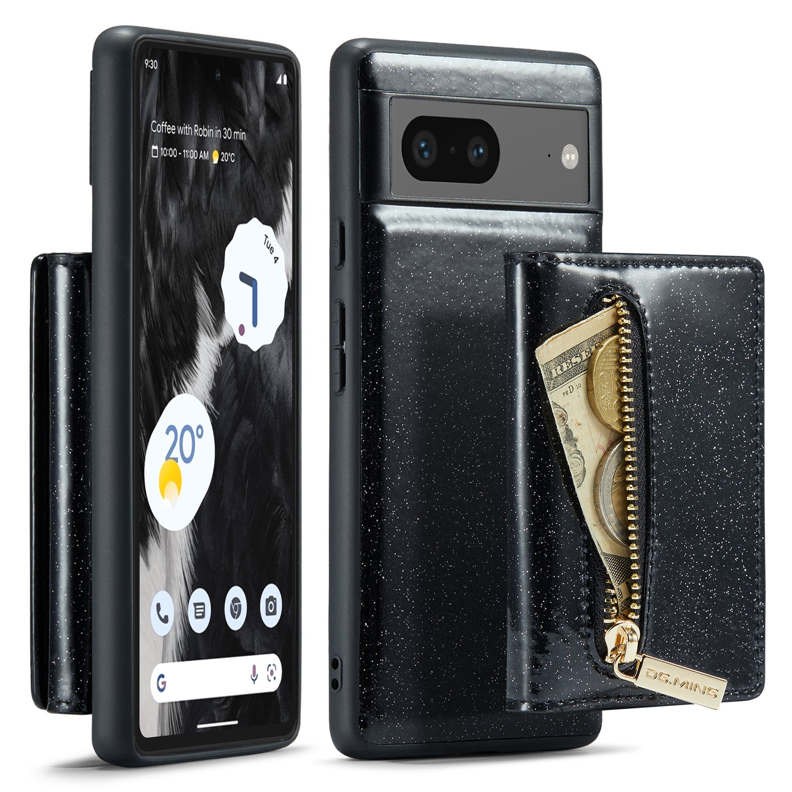 DG.MING M3 Series For Google Pixel 7 5G Magnetic Detachable Glitter Bling Powder PU Leather Phone Cover Wallet Kickstand Shockproof Phone Case DG.MING M3 Series For Google Pixel 7 5G Magnetic Detachable Glitter Bling Powder PU Leather Phone Cover Wallet Kickstand Shockproof Phone Case